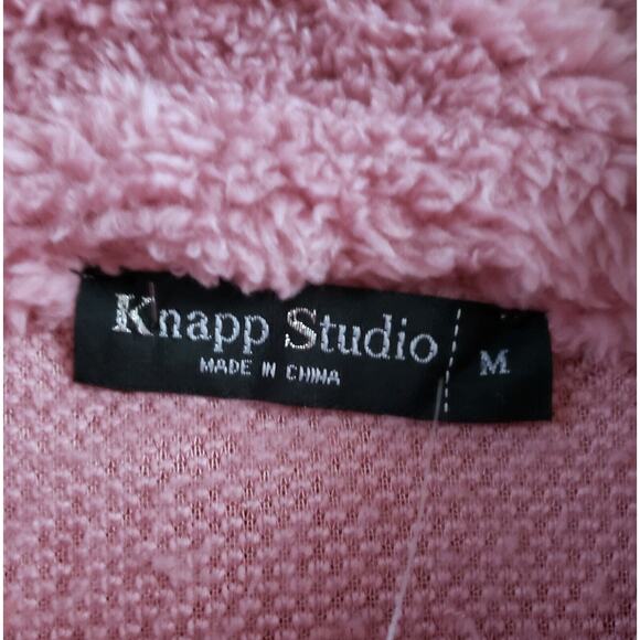 Knapp Studio Fleece Jacket Women M Pink Mock Neck Fuzzy Quarter Zip Pullover NEW - Picture 8 of 9